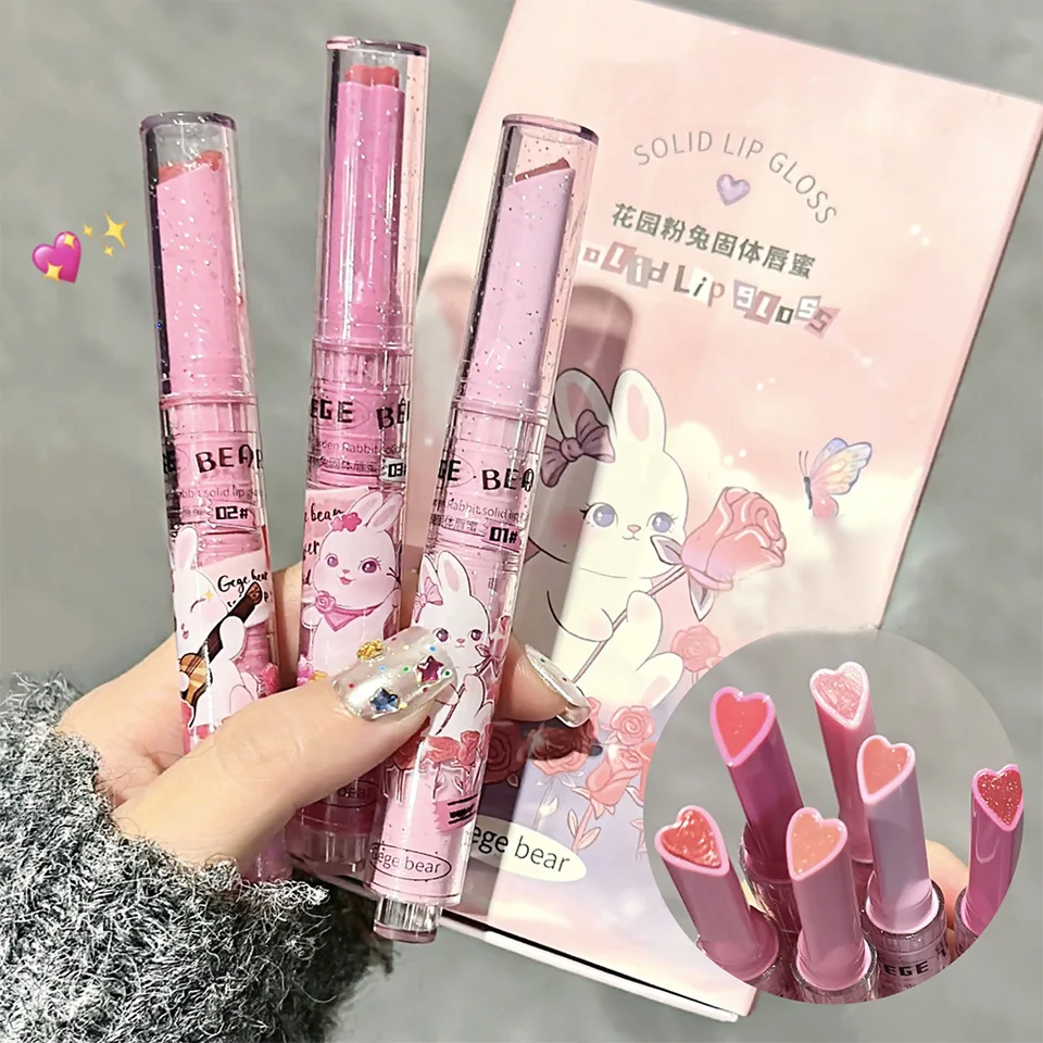 Masívny lesk na perách Gege Bear Garden Pink Ružový králičie hydratačné vodnaté sfarbené balzam na pery