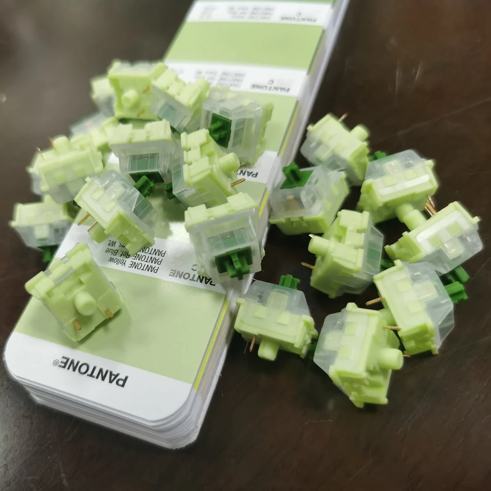 Matcha Bambus Foot Switch Green Custom Linear Gaming Mechanical Keyboard Switch 3 Pin 45G Transparentné krycie továrenské mazanie