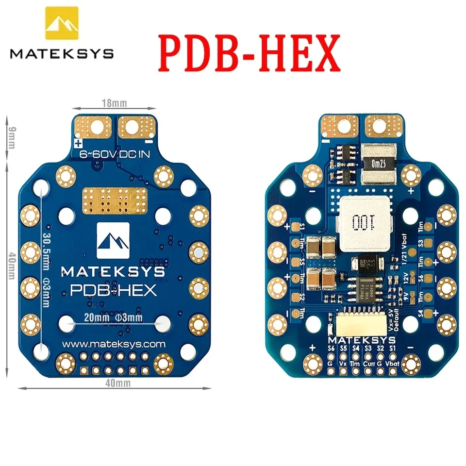 Matek PDB-HEX 2-12S 5A 5V/9V/12V BEC Distribution Board PDB Výstupy Vysoký presný prúdový zmysel pre FPV Racing Drone
