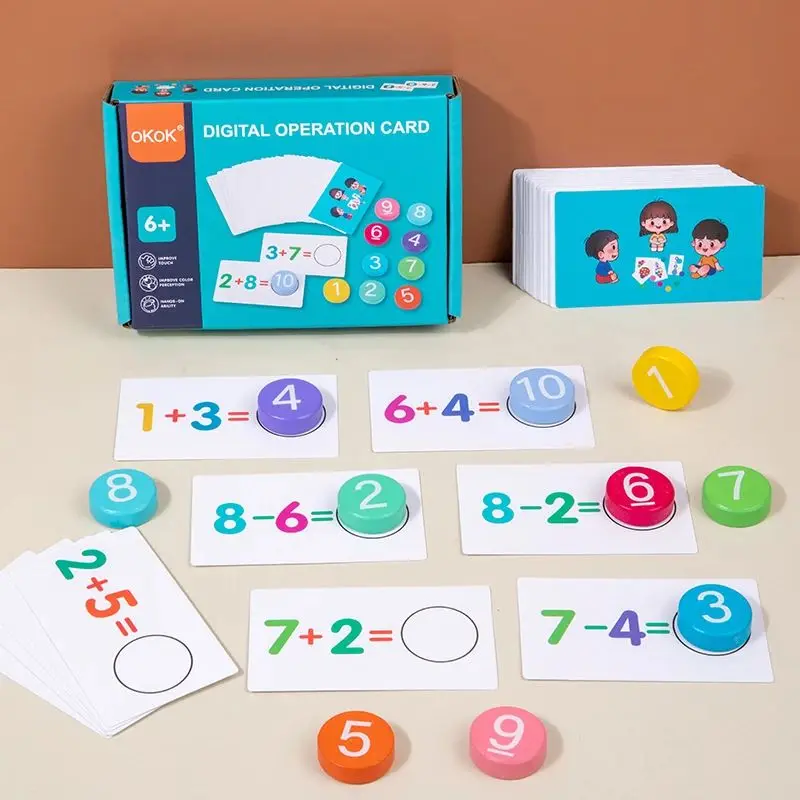 Matematické hračky digitálna karta Montessori Drevené pridanie sčítania výučby Učenie pomoc pri odčítaní operácie Učenie logické myslenie