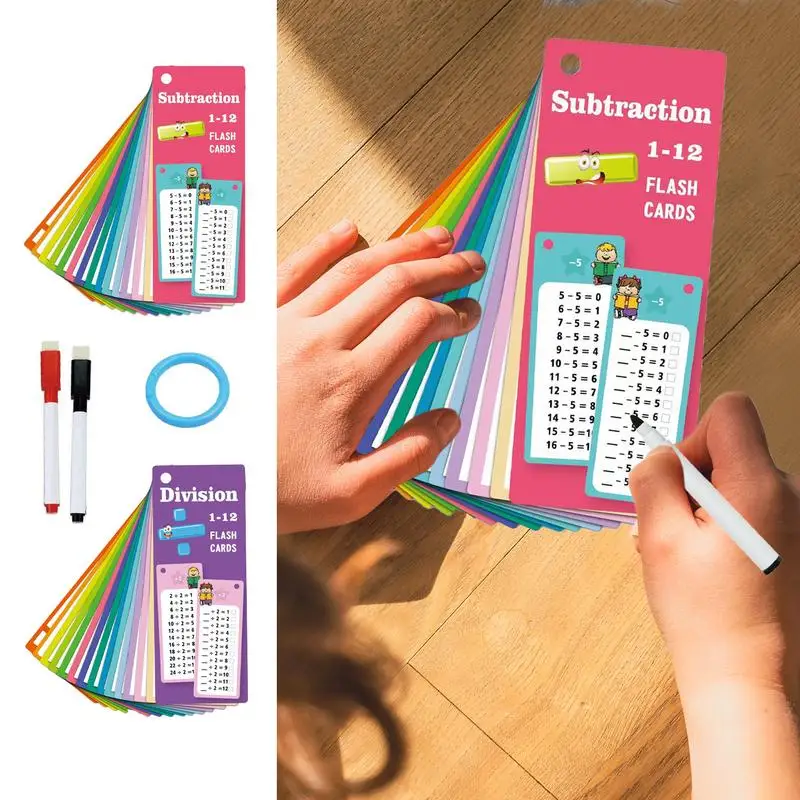 Matematické karty 15x Zapíšte a vymazať výučbu Flash cards Multiplikation Division Flash Cards Interactive Math Practice Tool pre deti BO