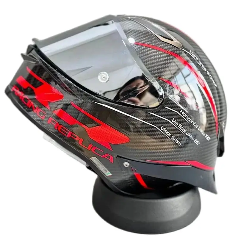 Materiál z uhlíkových vlákien Dvojitá RR prilba motokros motokros veľkú prilbu prilbu na celú tvár Motocyklová prilba kapacete kasque bodky schválené