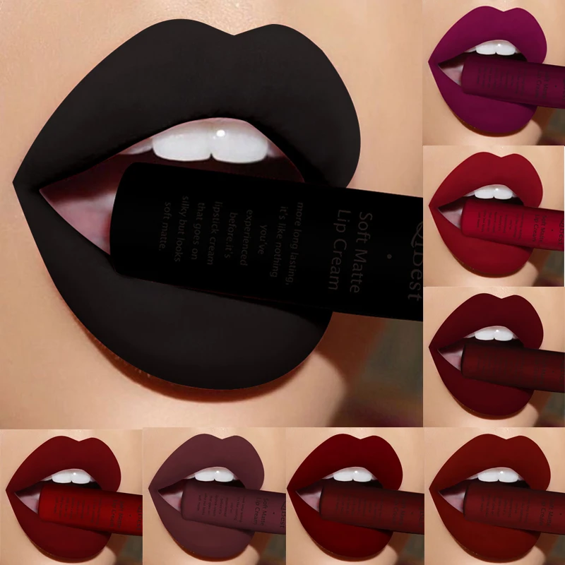Matná tekutina rúž vodotesná dlhotrvajúca dlhodobé zamatové pery lesknú trubicu matný nahý pigment červená čierna make -up kozmetika rúž
