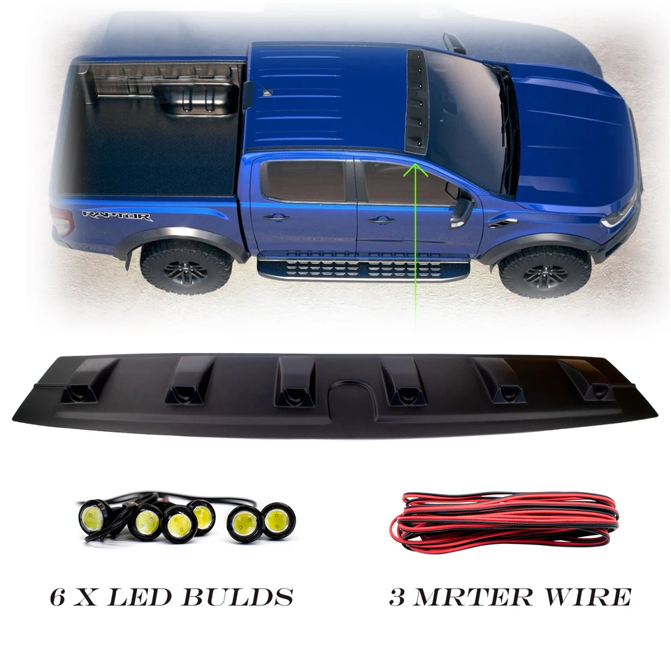 Matná čierna 1pc LED LED predná strecha plutvový kryt Cover Svetelnú tyč pre Ford Ranger Wildtrak T8 2019 2020 2021 2022 XLT XLS XL Limited