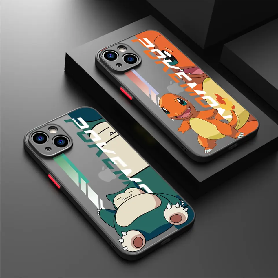 Matné puzdro pre iPhone 15 13 13 12 11 14 Pro Max Mini x XS Max xr 6 7 8 Plus SE (2020) 8 Strachproof Pase P-Pikachus Gengars Sorlaxs