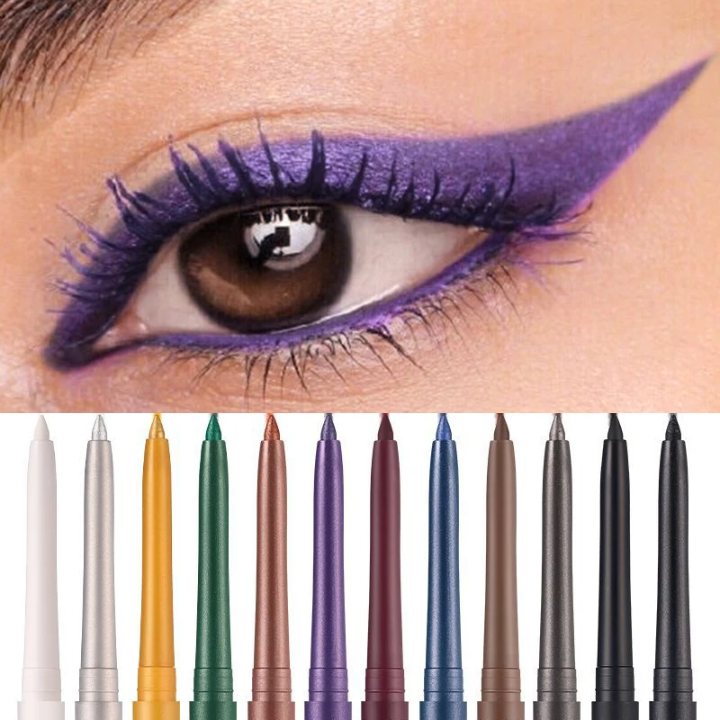 Matné trblietavé gélové gélové očné linky Ceruzka hladká nepremokavá modrá fialové očné linky Rýchle suché matné očné pero pero Long Trvalé oči makeup