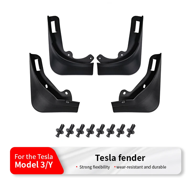 Matné čierne uhlíkové vlákno vzorky Splash Guards Bahen klapky pre 2020 2021 2022 2023 Tesla Model Y Mudflaps Nie je potrebné vŕtať diery