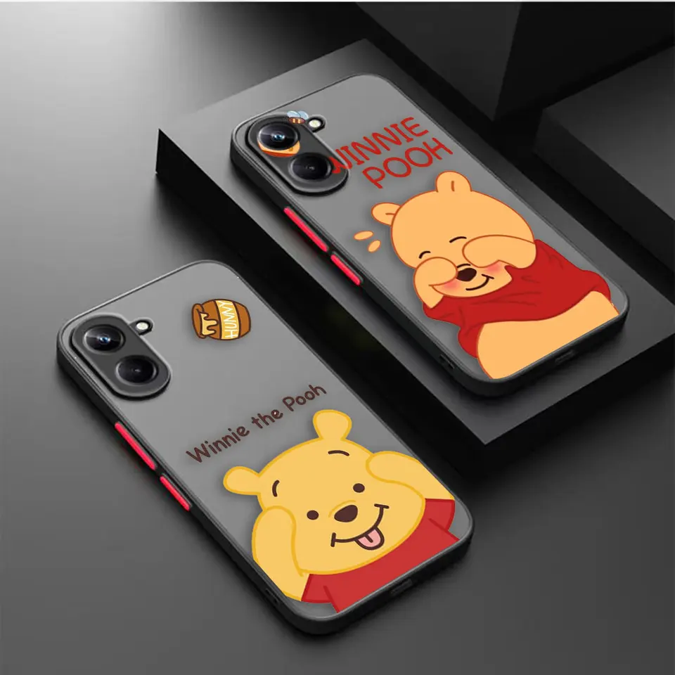 Matný telefónny prípad pre Oppo Realme 11 10 9 9i 8 8i 7i 6 5 Nájdite x3 x5 pro 4g 5g prípad fonda shell žltý w-winnie the p-pooh