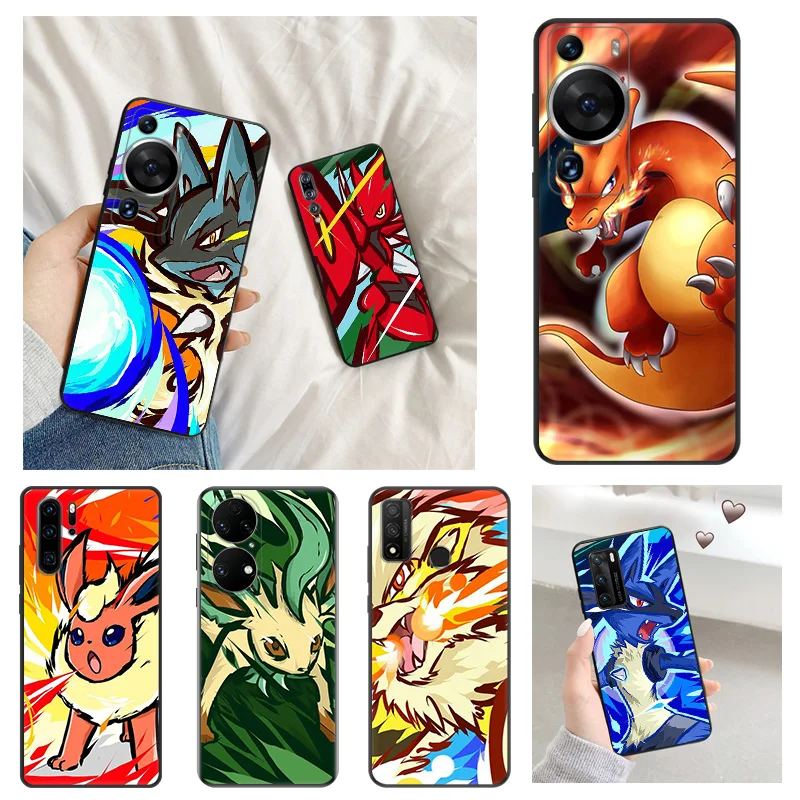 Matný telefónny puzdro pre Huawei P20 PRO P SMART P40 P30 Lite Moto G30 G31 G200 One Fusion Elf Cool Pokemon Pokemon Soft Black Case Funda