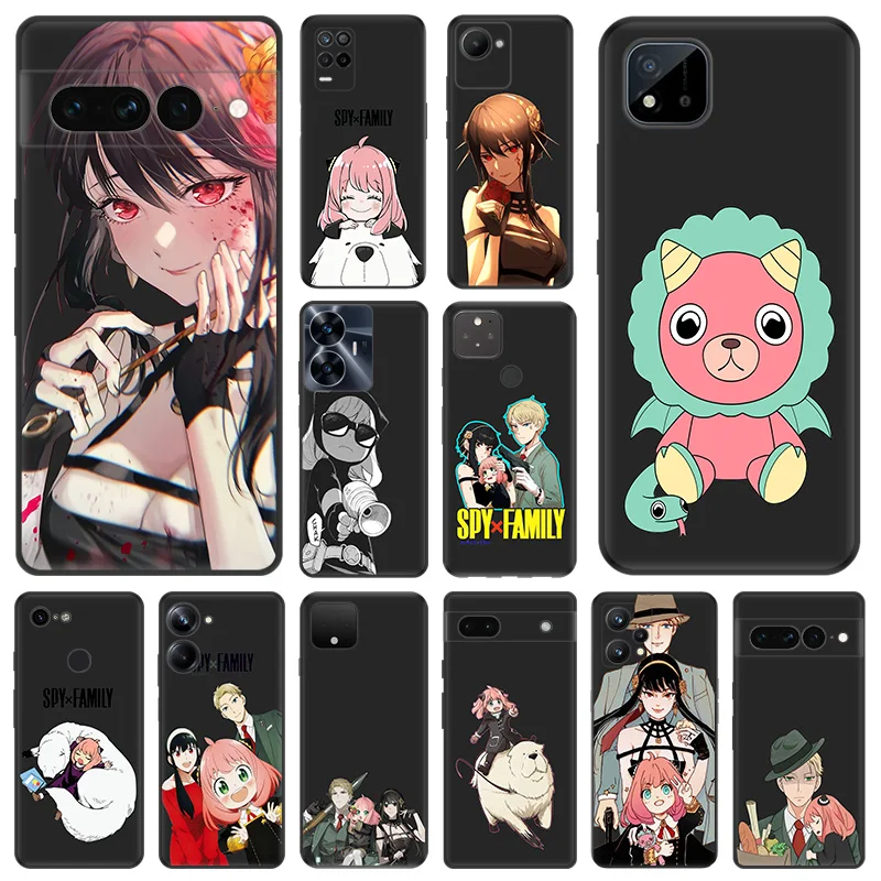 Matný telefónny puzdro pre Pixel 8 8a 7 7a 6a Moto Edge 20 30 40 Pro Onefusion G200 Anime Spy × Family Girl Soft Black Cover