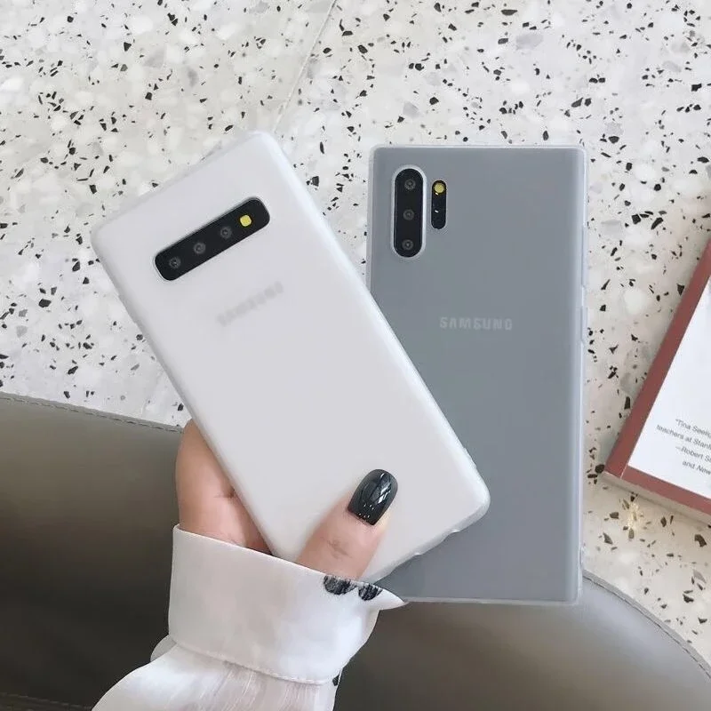 Matný štíhly mäkký puzdro pre Samsung Galaxy Note 10 plus 9 8 S10E S9 S9 S8 Ultra Thin Frosting TPU Priehľadný jednoduchý kryt telefónu