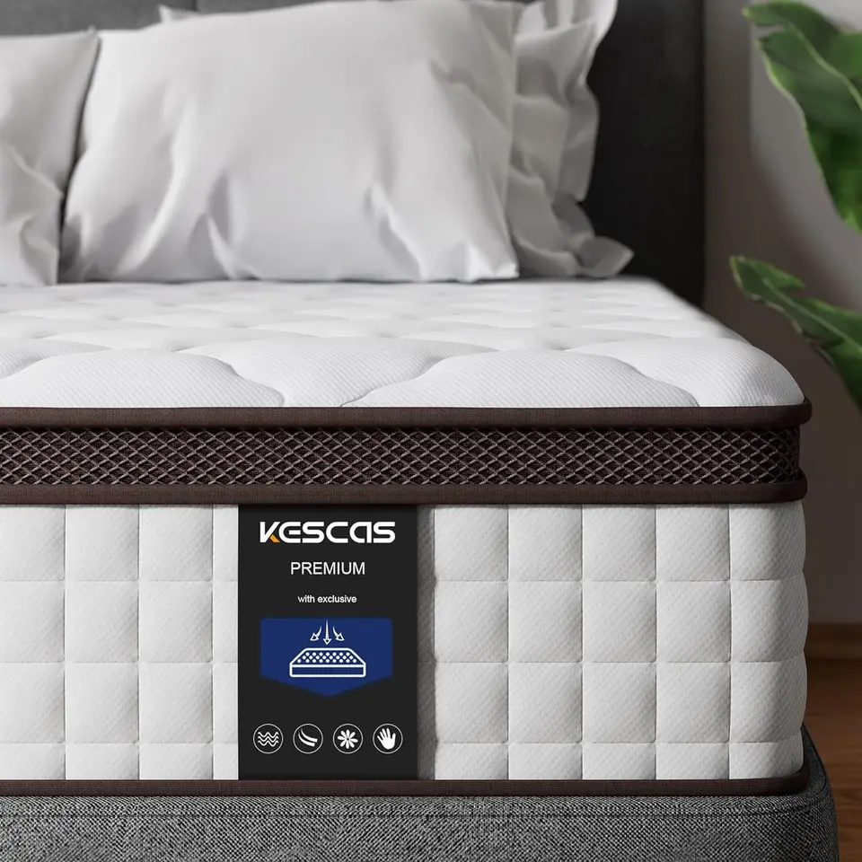 Matrace s veľkosťou veľkosti King 12 -palcový hybridný matrac s pamäťovou penou ťažšie cievky ergonomický dizajn pre tlak