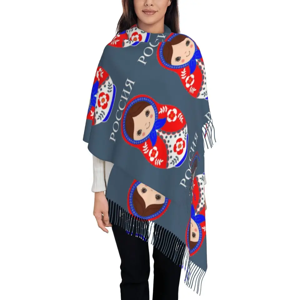 Matryoshka bábika Rusko šatky šatky pre ženy mäkké teplé šály a obaly veľké jesenné zimné zábaly šál