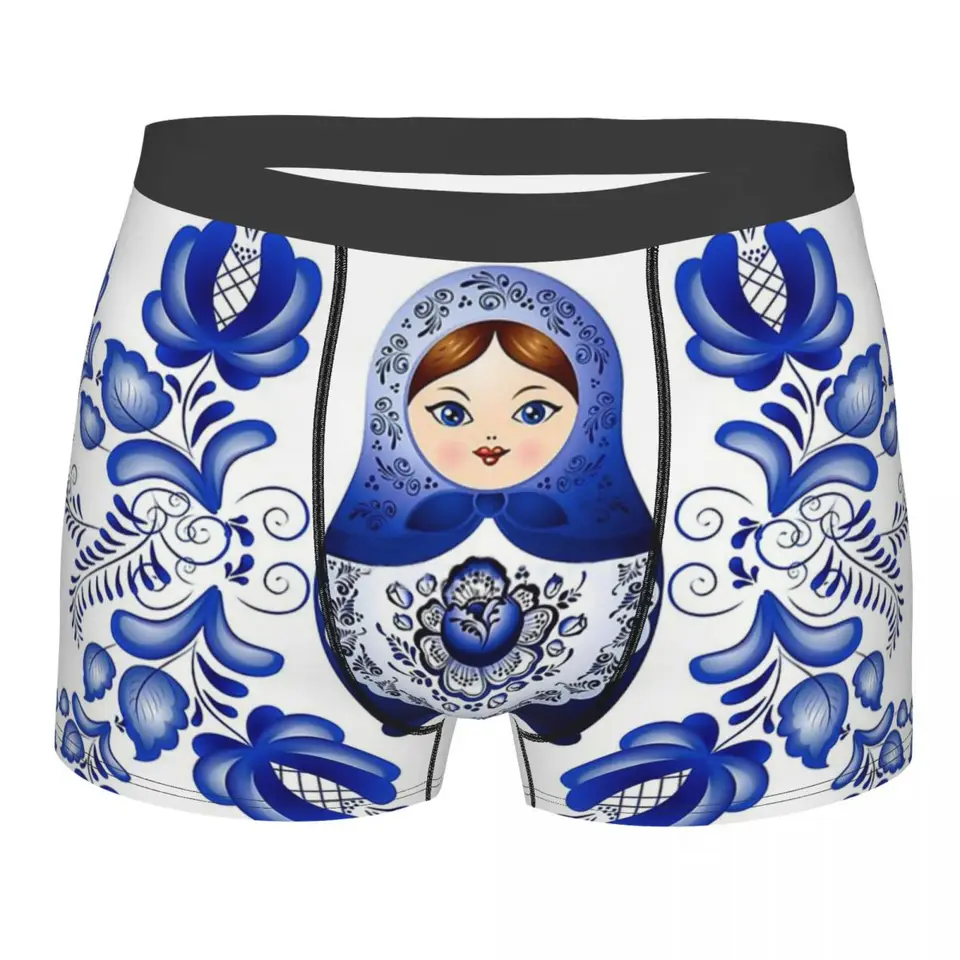 MATRYOSHKA Ruská bábika GZHEL MAN'S Boxer Briefs spodky CCCP Vysoko priedušné darčeky k narodeninám špičkovej kvality