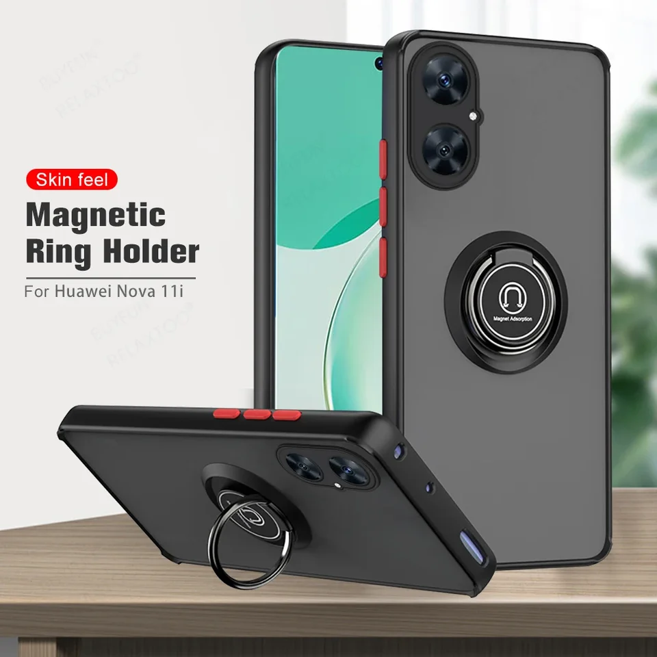 MATTE ARMOR CAMERA SOCKOPPROUT COPS PRE HUAWEI NOVA 11I 4G CASE HUAWEY NOVA11I 11 I I11 MAO-LX9 Magnetický prsteň Fundas