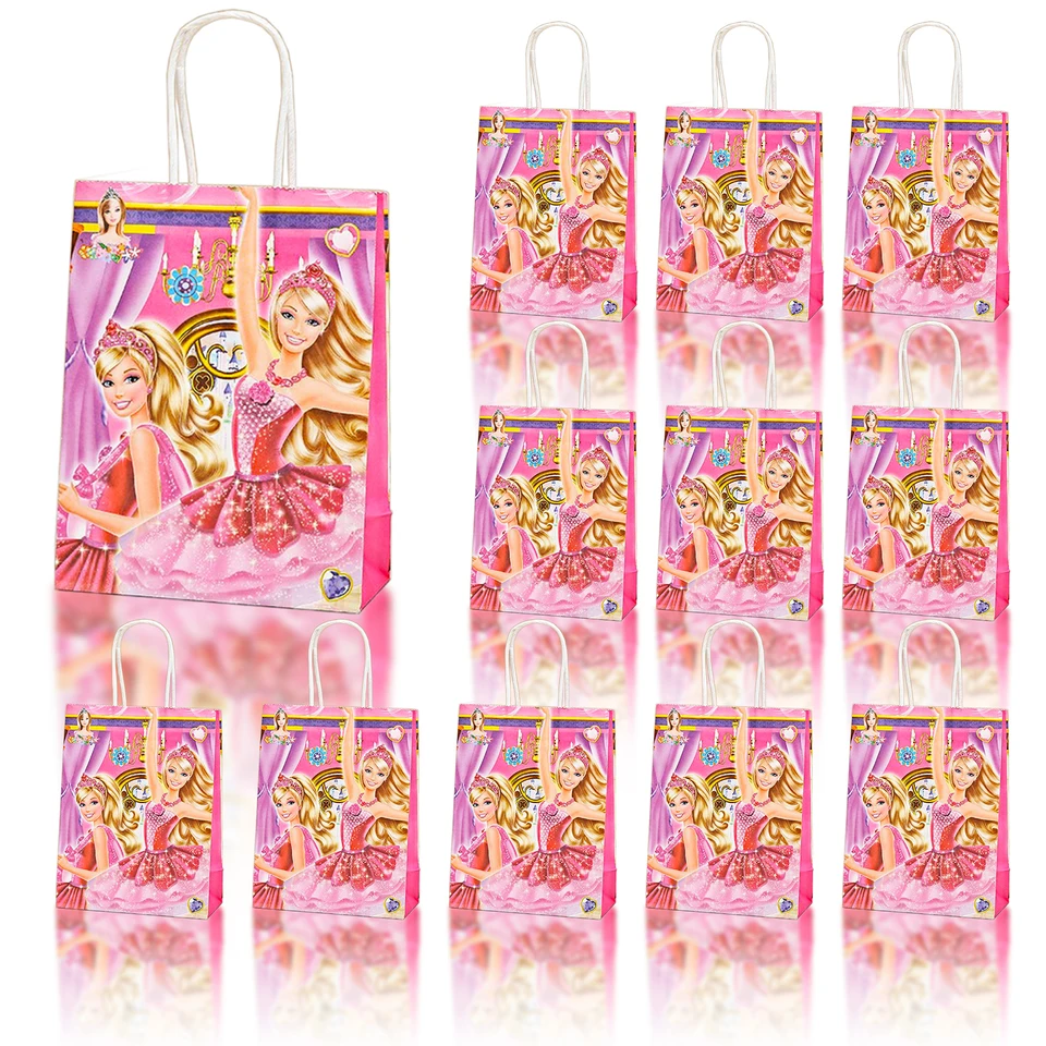 Mattel Cute Barbie Party Bags Princess Goodie Candy Treat Paper Tašky Tote Tašky