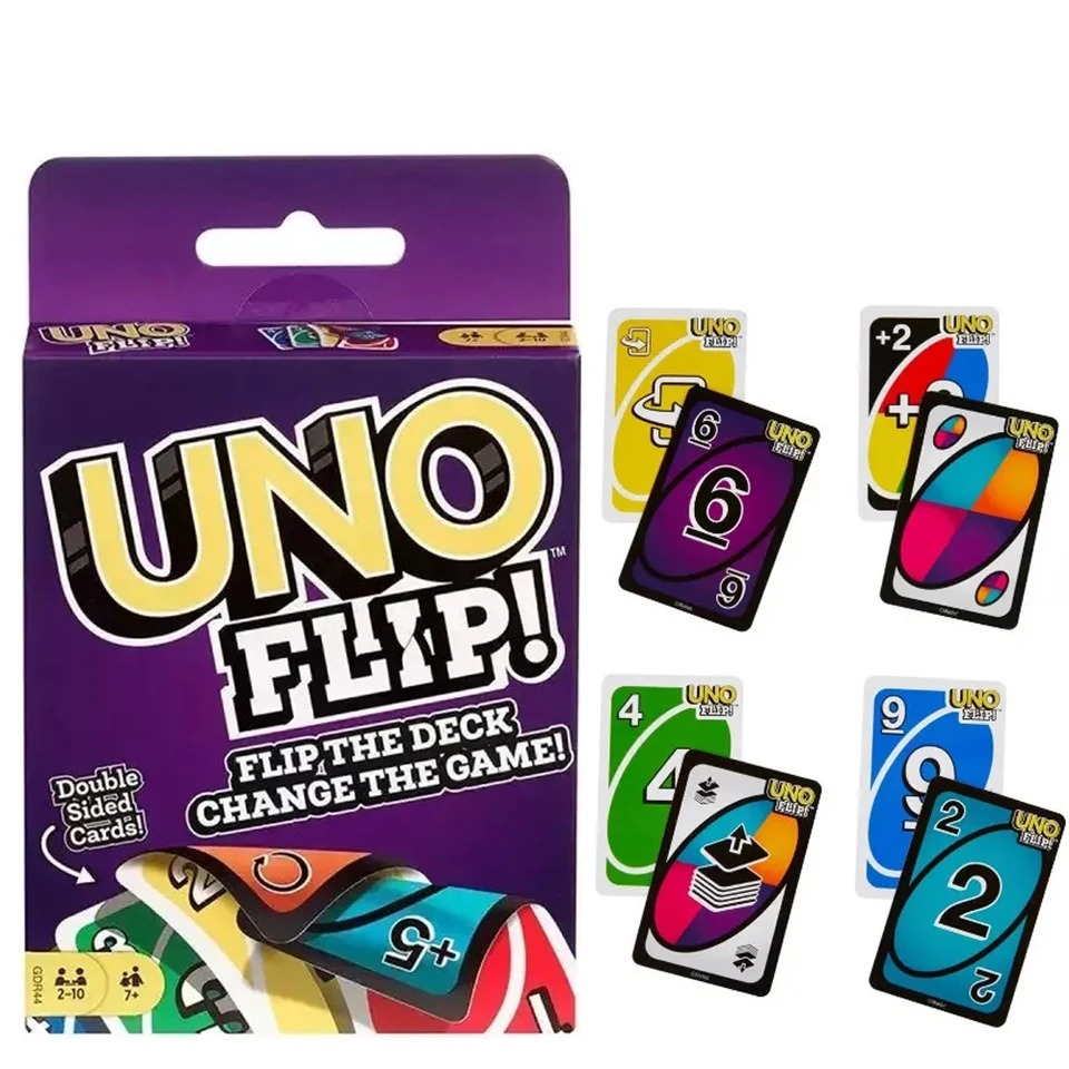 Mattel Uno Flip! Games Family Funny Entertainment Board Game Zábavné hracie karty Detské hračky Gift Box Uno No Mercy Card Game Detská hračka