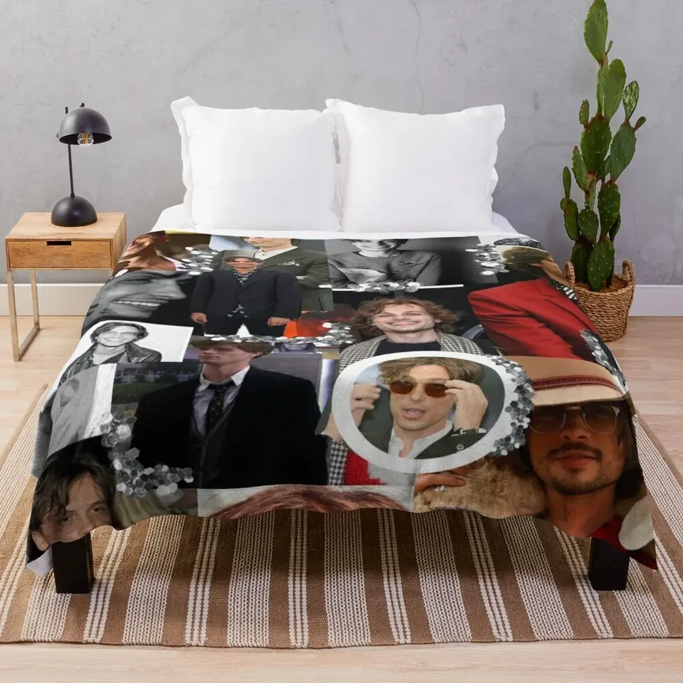 Matthew Gray Gubler Collage Hrot prikrývky Flanels Plaid Picnic prikrývky