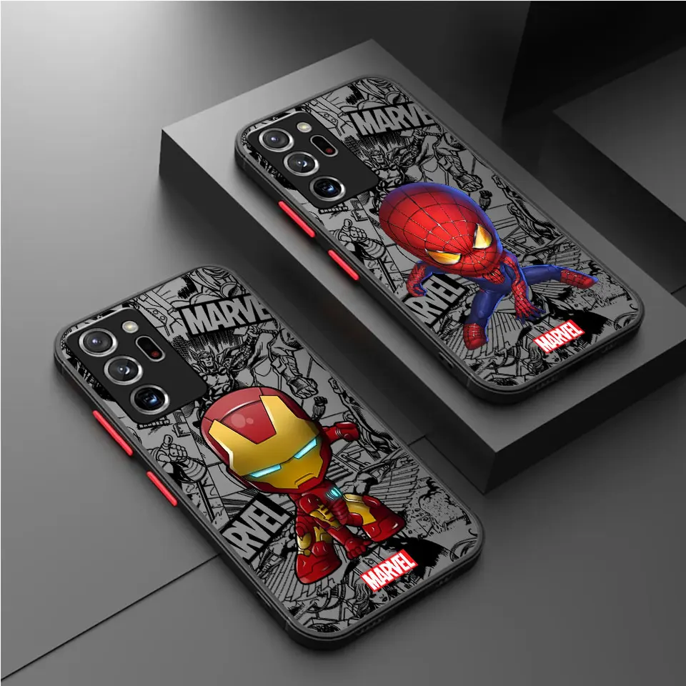 Mattový telefónny puzdro pre Samsung Galaxy S21 Poznámka 20 Ultra S22 S23 S24 Ultra Note 10 plus 8 9 Marvel Ironman Venom Deadpool Cover