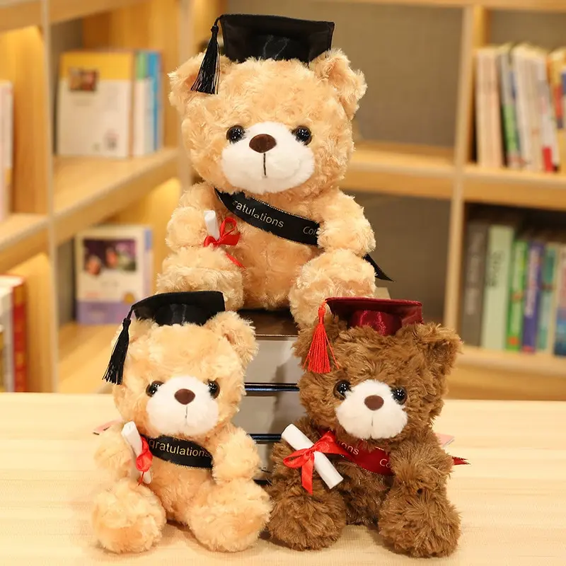 Maturita Teddy Bear Doll 23/28 cm plyšová hračka Soft kawaii Bachelor Dr. Bear promócie Pamätné darčeky 2023 Nové