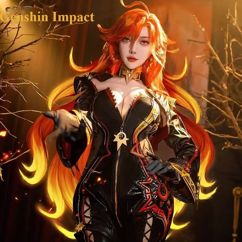 Mavuika Cosplay Pyro Archon Genshin Impact Game Habourym kostým Red Sexy Syple Shipsuit Women Role Play outfit Plne set Dospelí parochňa