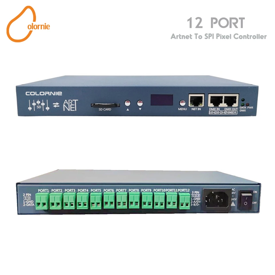 Max 16320Pixel 12port Artnet do SPI Pixel Controller WS2812 WS2815 DMX512 Trigger SD OVLADÁVATEĽ KTV OVLÁDACIE