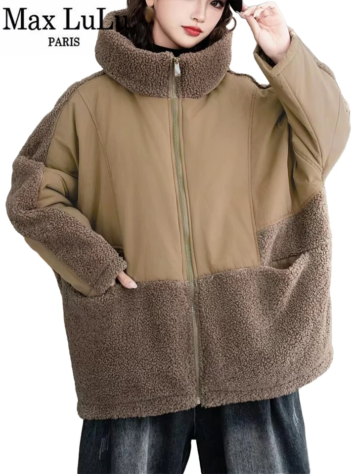 Max Lulu Brand Ženy Zimné luxusné kapucňa Jeackets s kožušinami nadmerne nadmerné módne kabáty zahusťujú teplé voľný čas Cotton Classic Parkas