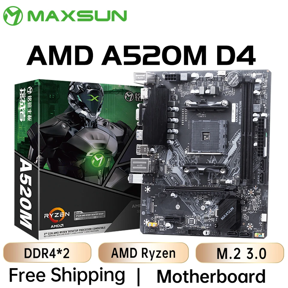 Maxsun Gaming Základná doska AMD A520M Support RAM DDR4 M.2 USB3.2 STAT3.0 RYZEN R3 R5 R7 Desktop AM4 CPU 3600 4650 5600G 5600X