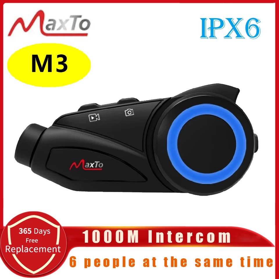 Maxto M3 Motocyklová prilba Intercom Vzdialenosť 1 000 metrov WiFi Sony 1080p Video zapisovač IPX6 nepremokavý