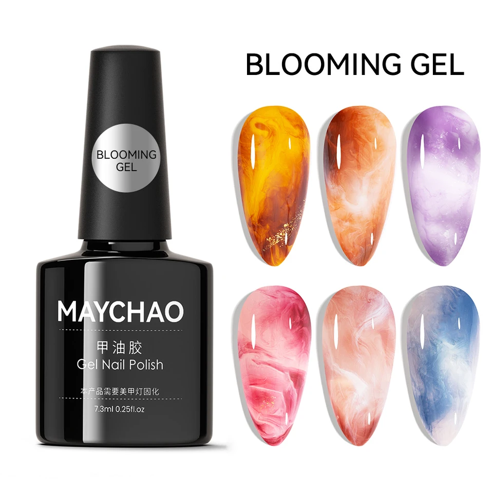 Maychao Clear Blooming Gel na nechty lak namočte na UV LED Blossom Gel Gelish pre nechtovú dekoráciu na nechty na nechty Art DIY 7,3 ml