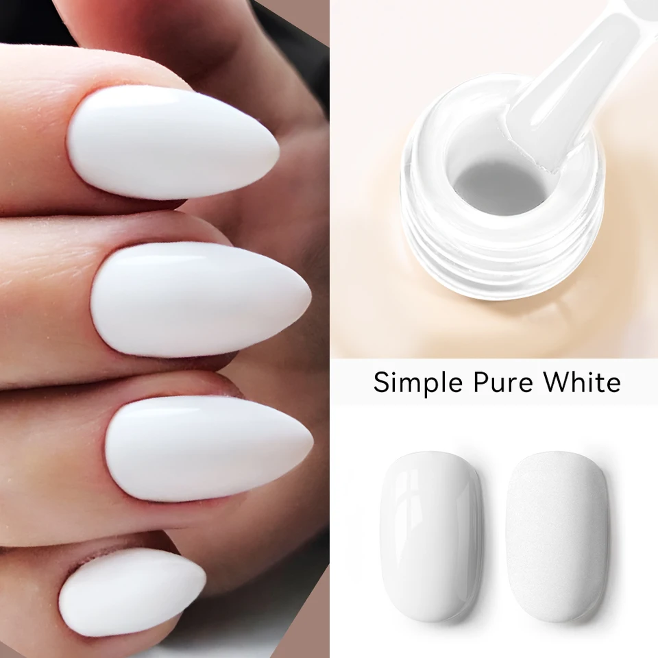 Maychao White Gel na nechty na nechty 12 ml lesklý polotrvalý polopriepustný namáčaný z UV LED LED maľované nechty maľby lak maľby