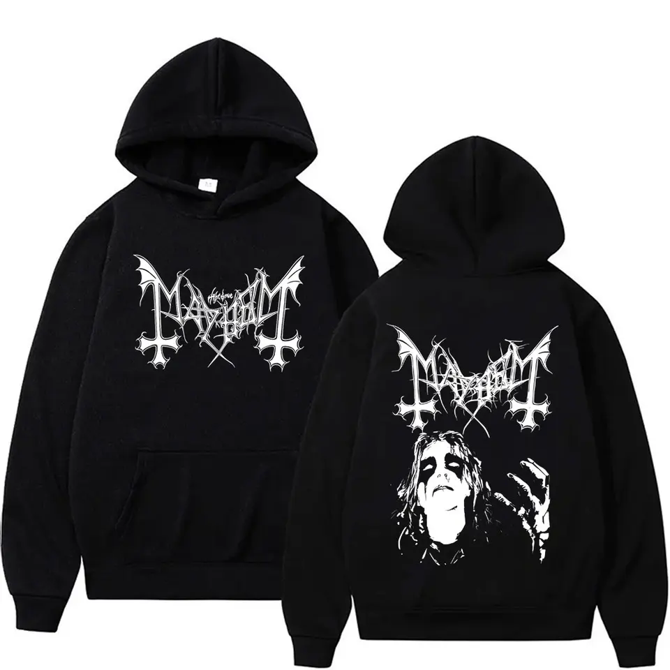 Mayhem Graphic Hoodie Men's Retro Death Black Metal Rock Band Mikina Unsiex módne nadmerne veľtrhové fleecové bavlnené pullové mikiny