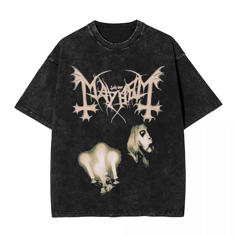 Mayhem Music T košele hip hopu umyté krátke rukávy harajuku tričká čierne kovové módne muži dám
