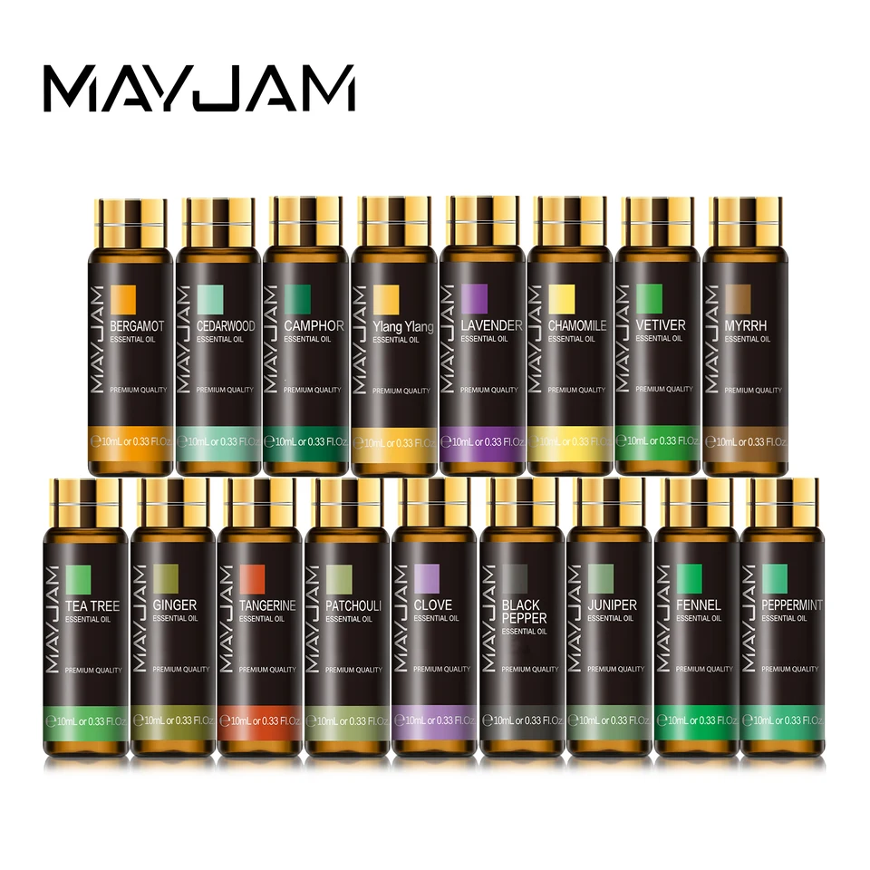 Mayjam 10 ml čistý éterický olej levanduľa Eukalyptus vanilka Sandalwood Jasmine Bergamot Lemongrass Cinnamon Grapefruit 1pc