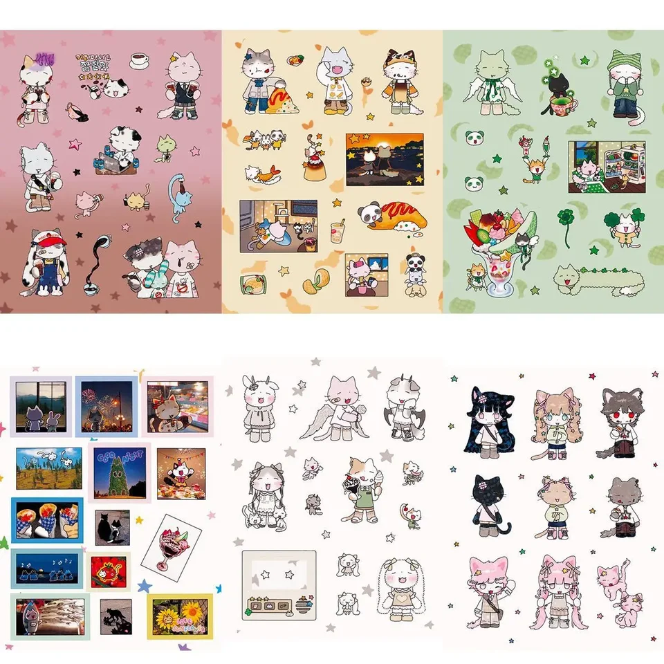 Mačacie nálepky Kórejské nálepky Clown Cat Gu Card Stumpers Ručne materiál