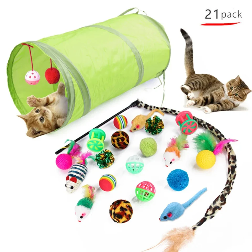 Mačiatko hračky Variety Pack-Pet Cat Hračky kombinácia sada mačací hračku vtipná mačka palica sisal myš Bell Ball Ball Cat Dodávky inteligentná mačka hračka