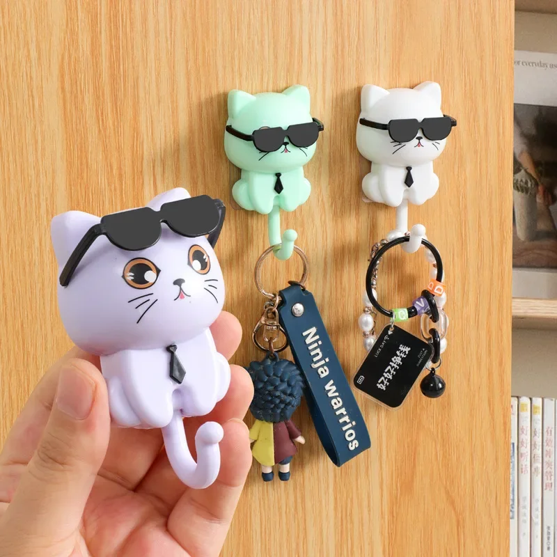 Mačiatko háčiky karikatúry Cats gravitácie Indukčné dekoratívne háčiky skladovacie stojany pre klávesy Uteráky uteráky lepenky Háčiky Domáce predmety
