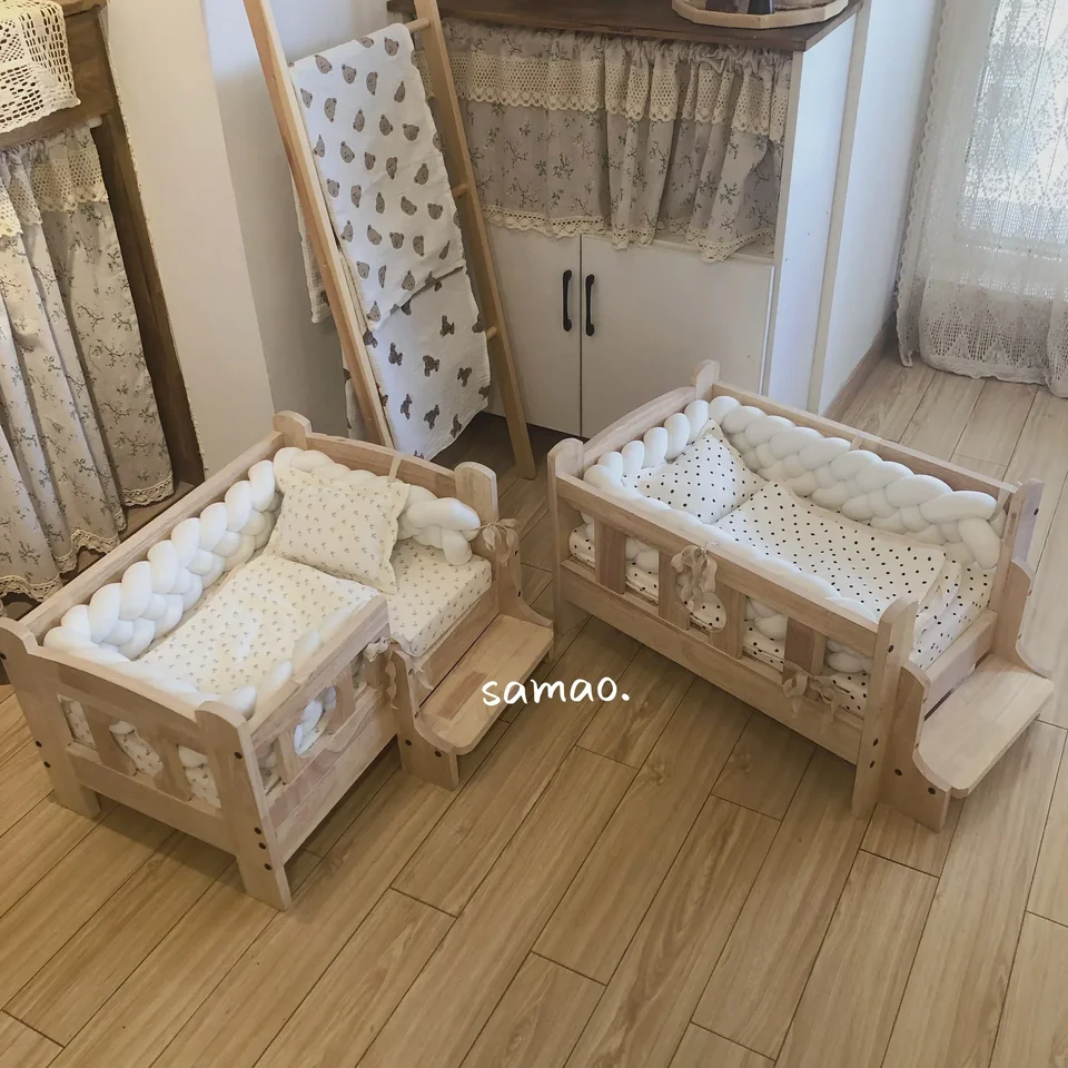 Mačka a psie chovateľská stanica Pet Bed Mast Wood z pozemnej princeznej detskej postieľky malé a stredne veľké postieľky pre psie mačky postele