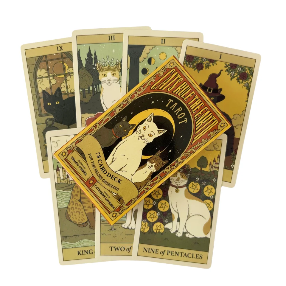 Mačka vládne Zem Tarot Deck Cards Game Divinova Divok Deck Deck English Versions Edition Oracle Board hranie stolovej hry pre večierok