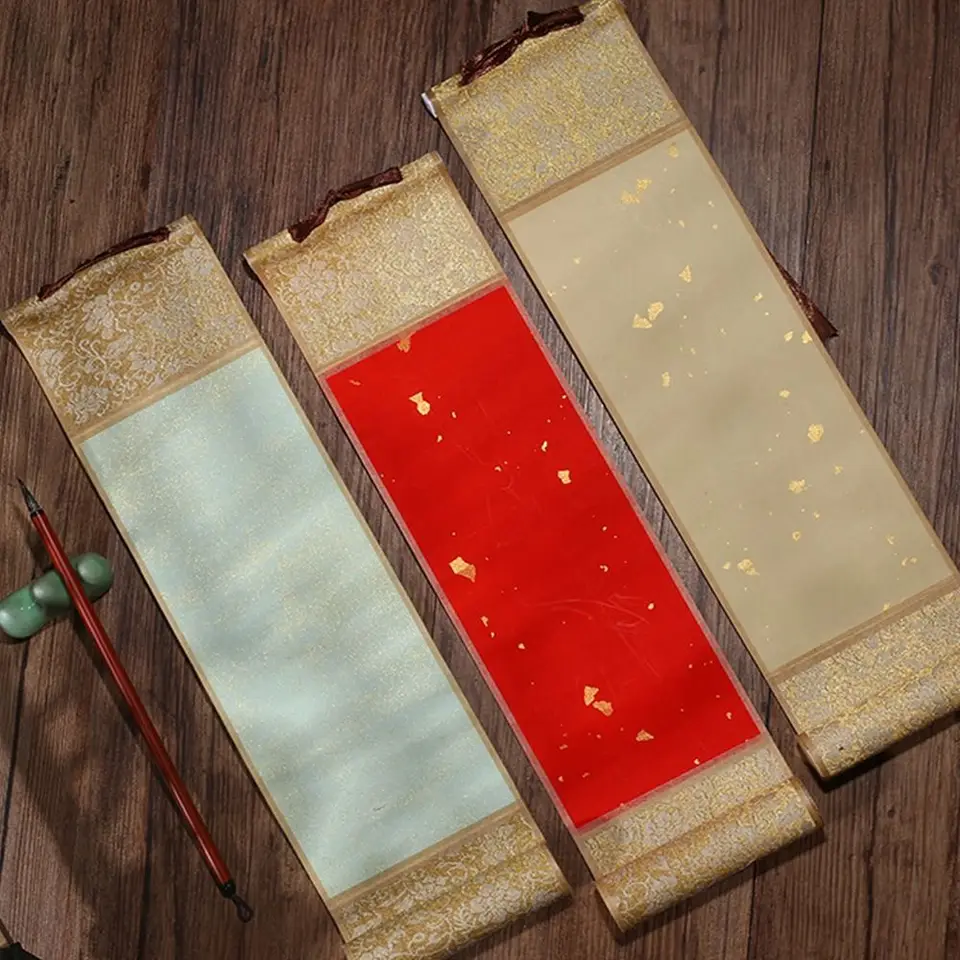 Maľovanie kresba papiera pozlátené ryžové papierové posúvanie blanning visiaci posúvaní sami vyrobené darčeky Mini Batik trúbka Scroll Handrafts