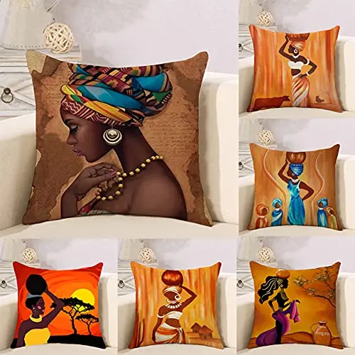Maľované africké ženy ľanové obliečky na vankúš pohovky pohovky Cushion Cover Domáca dekorácia je pre vás prispôsobená 40x40 50x50 60x60 45x45