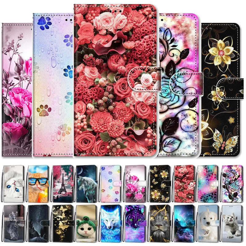Maľované flip puzdro pre Samsung Galaxy M52 M02S M12 M52 M23 M33 M53 M13 M11 M60S5G Coque kožený kožený magnetický stojan Chráni CAPA CAPA
