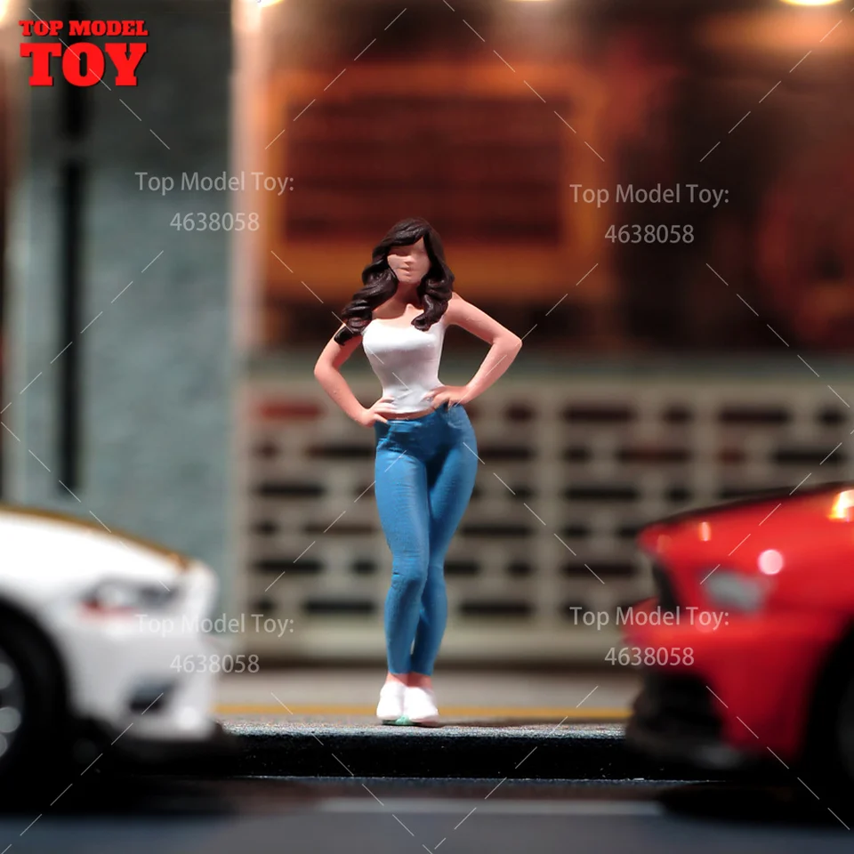 Maľované miniatúry 1/18 1/24 1/64 1/43 1/87 Zasiahnutý pás kučeravé kozmetické scéna s scénou pre bábiku Neatrený model pre vozidlá automobilov