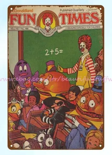 McDonald 1980 Fun Times Fall Fast Food Kov kov Cin Sign Lodge Cafe Wall Plake