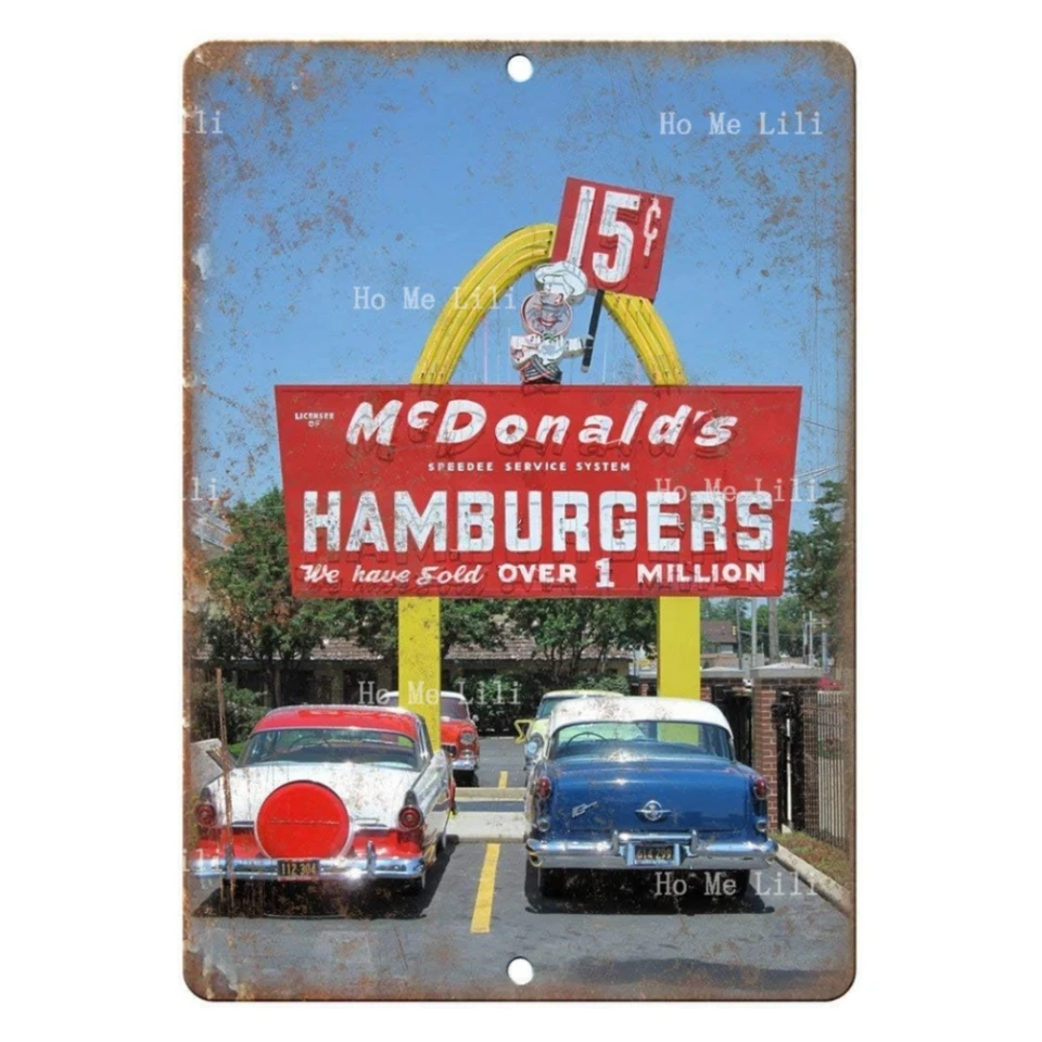 McDonalds hamburger neónové znamenie Vintage Photo Reproduction Metal Tin Sign Ploši
