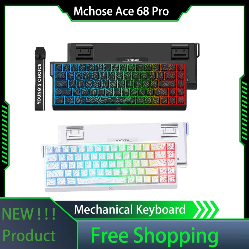 Mchose Ace 68 Pro Magnetický spínač Mechanická klávesnica Cherry PBT 8K Polovník E-Sports Prispôsobenie prenosného prenosného počítača Vysokú presnosť
