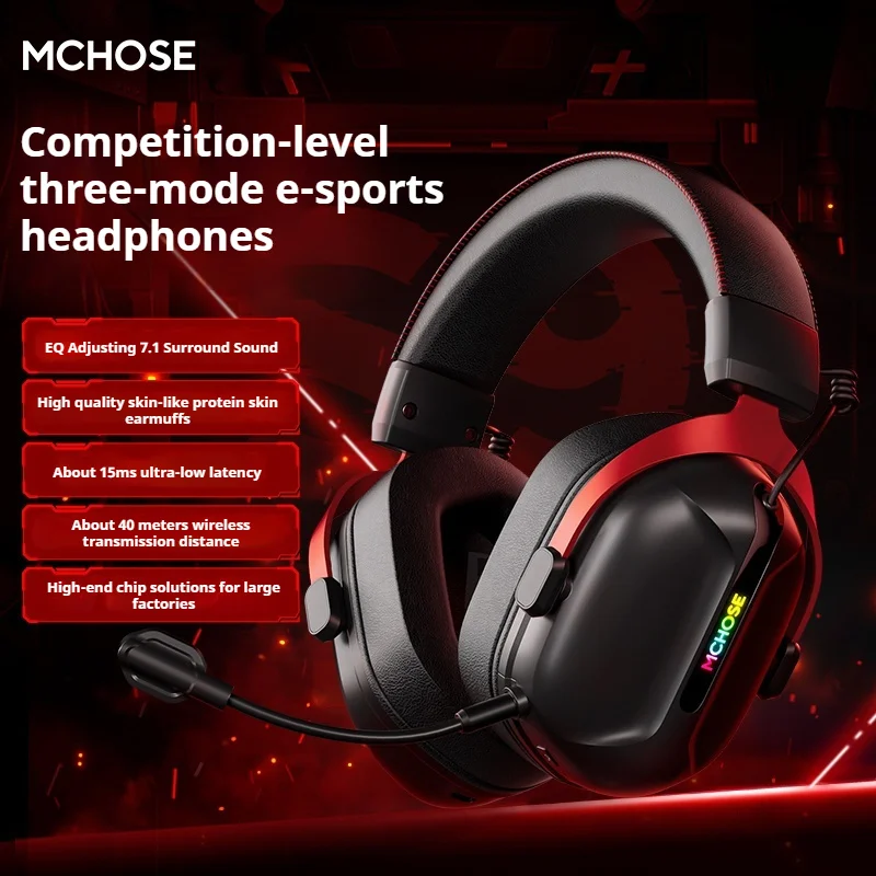 Mchose S9 Pro Gaming Headset Wireless Troj režim Bluetooth pre slúchadlá AI redukcie šumu s mikrofónom PC ESports Headset