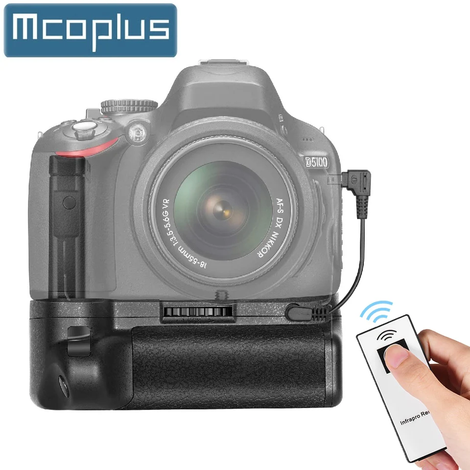 McOplus BG-D5200 Vertikálna priľnavosť batérie s diaľkovým ovládaním pre digitálny fotoaparát Nikon D5200 D5100 SLR /práca s batériou EN-EL14
