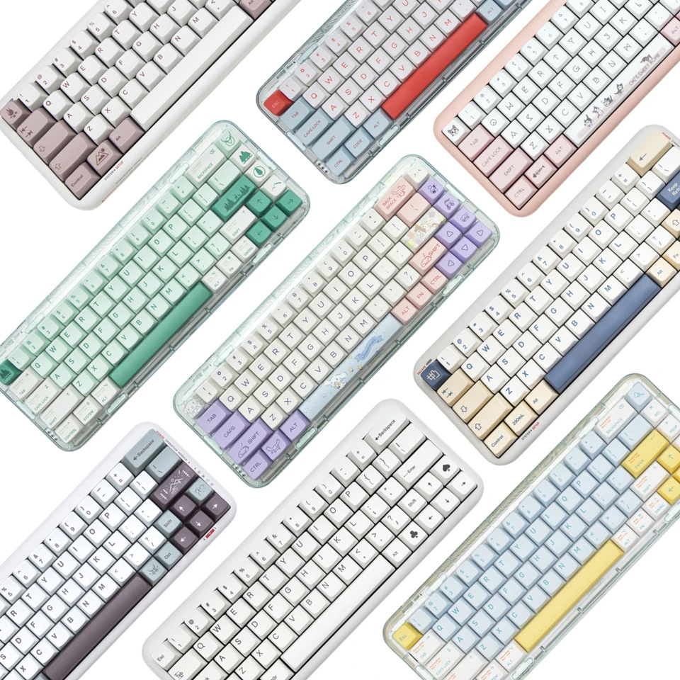 MDA Keycaps Plast Soymilk Losos Dye Sublimácia MDA Profil PBT Keycaps