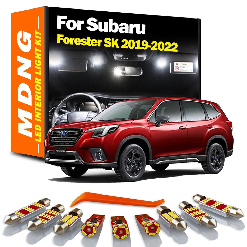 MDNG 10ks Auto príslušenstva pre Subaru Forester SK 2019 2020 2021 2022 LED interiér Čítanie slnečného priemyslu Kúbok Dome Light Kit